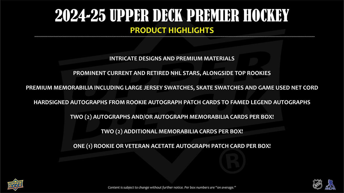 2024/25 Upper Deck Premier Hockey Hobby Box (Presell)