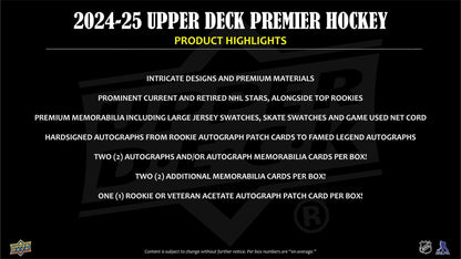 2024/25 Upper Deck Premier Hockey Hobby Box (Presell)