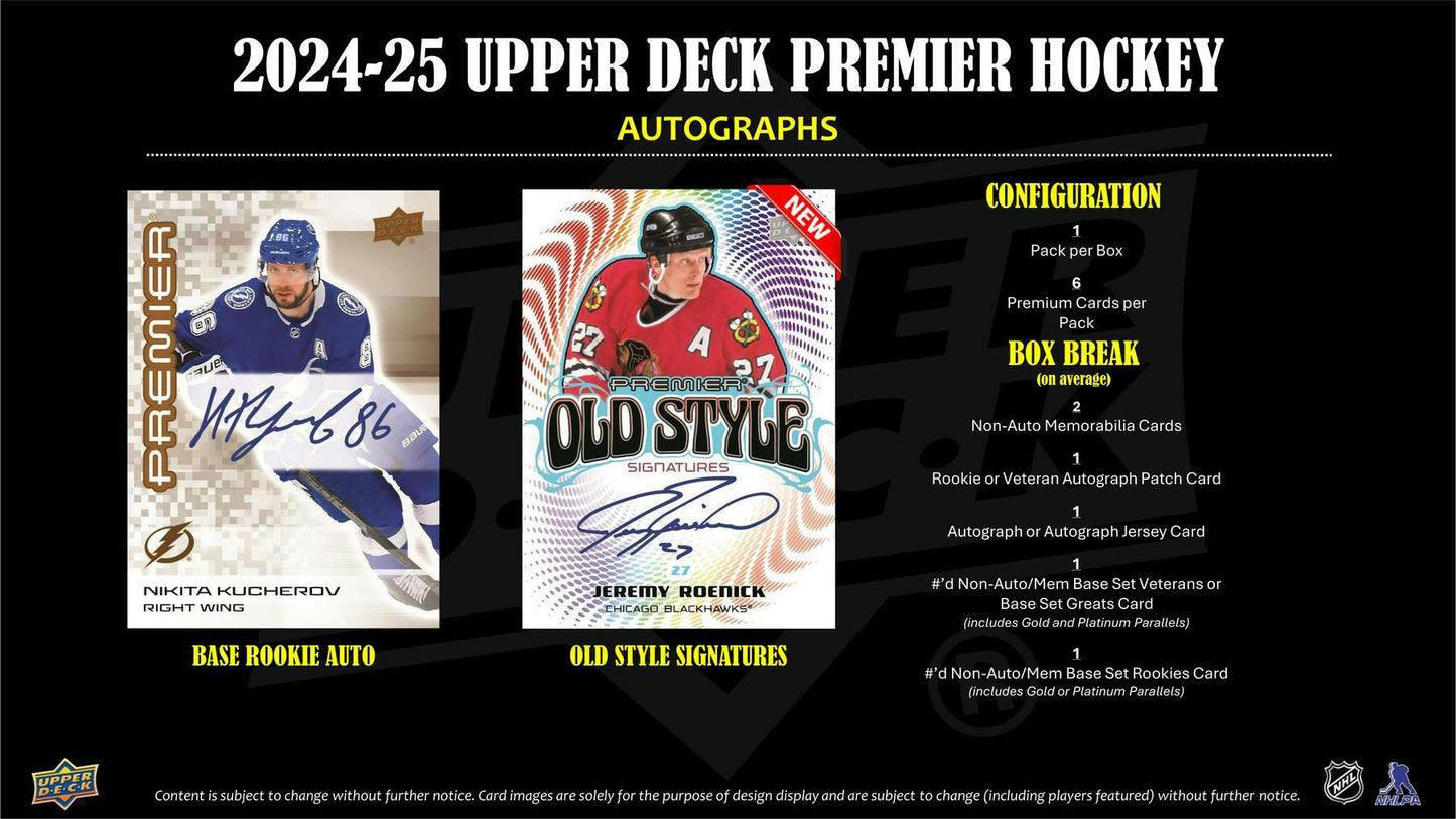 2024/25 Upper Deck Premier Hockey Hobby Box (Presell)