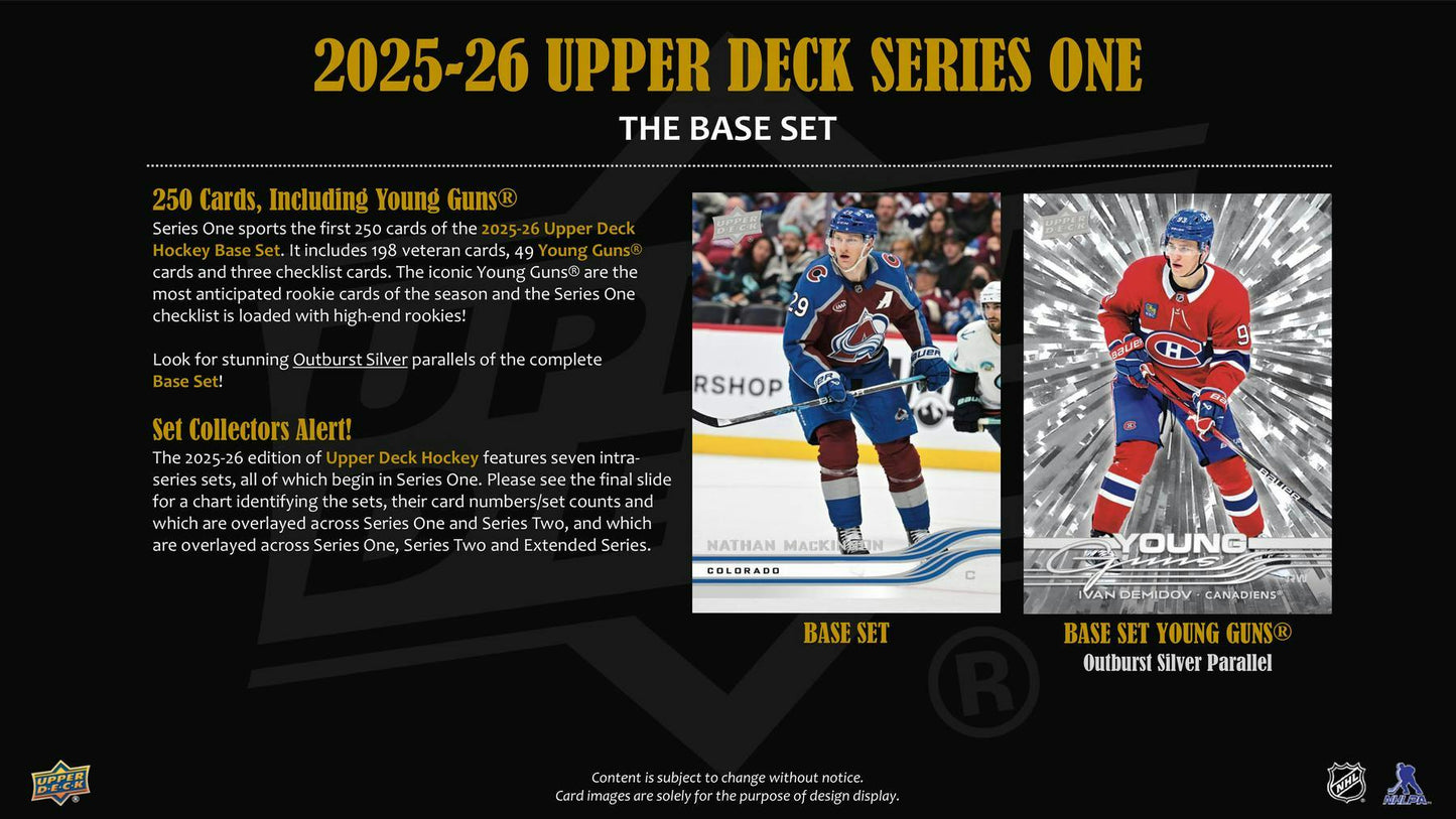2025/26 Upper Deck Series 1 Hockey 4-Pack Blaster 20-Box Case (Presell)