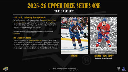 2025/26 Upper Deck Series 1 Hockey 4-Pack Blaster 20-Box Case (Presell)