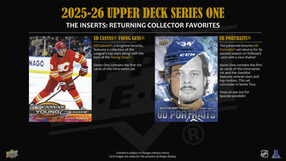 2025/26 Upper Deck Series 1 Hockey 4-Pack Blaster 20-Box Case (Presell)