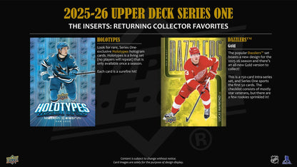 2025/26 Upper Deck Series 1 Hockey 4-Pack Blaster 20-Box Case (Presell)