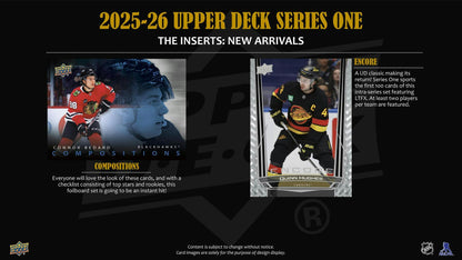 2025/26 Upper Deck Series 1 Hockey 4-Pack Blaster 20-Box Case (Presell)