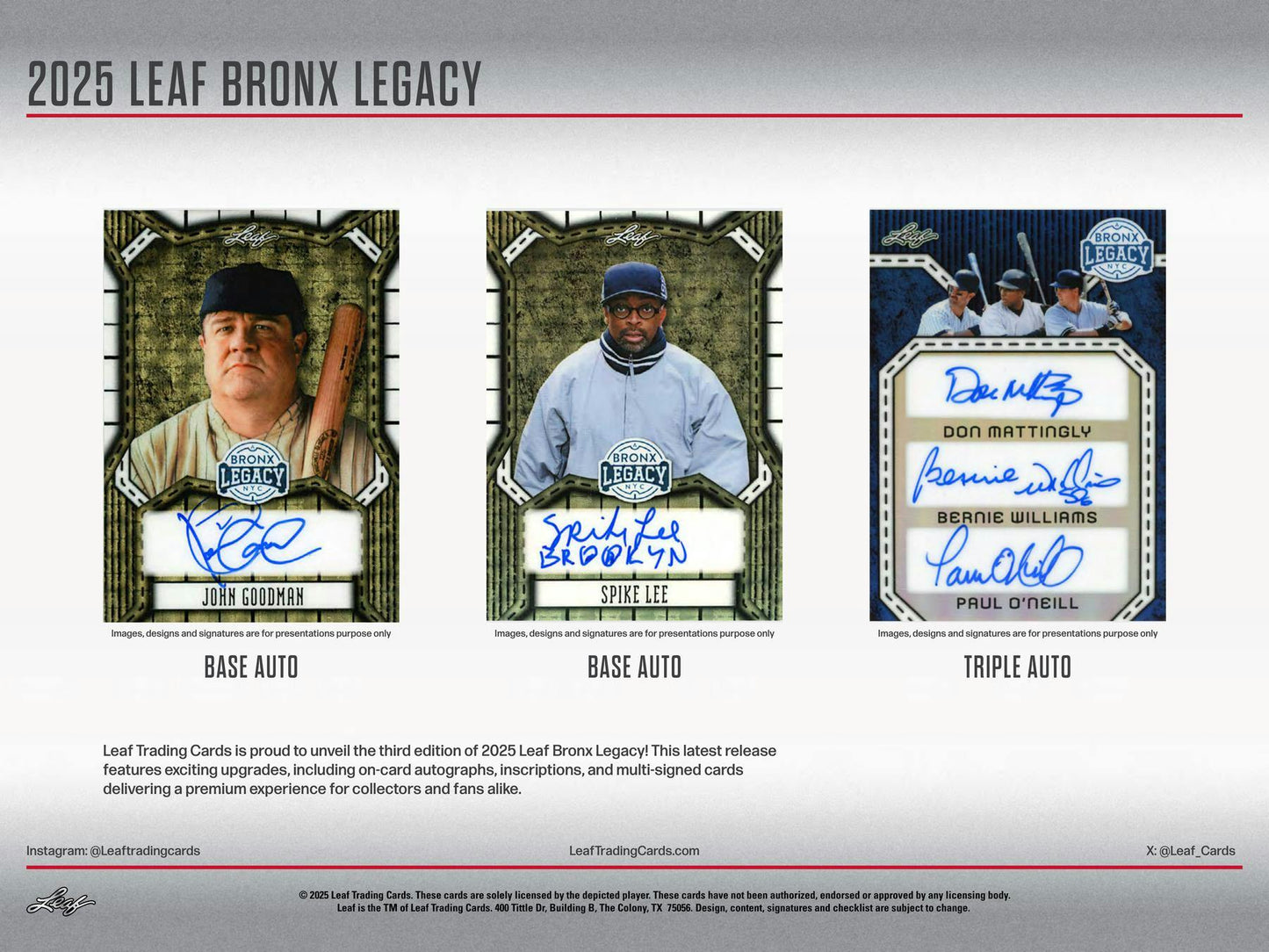 2025 Leaf Bronx Legacy Baseball Hobby 10-Box Case (Presell)