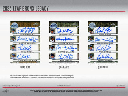 2025 Leaf Bronx Legacy Baseball Hobby 10-Box Case (Presell)