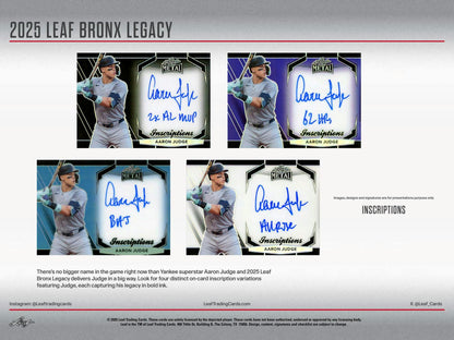 2025 Leaf Bronx Legacy Baseball Hobby 10-Box Case (Presell)