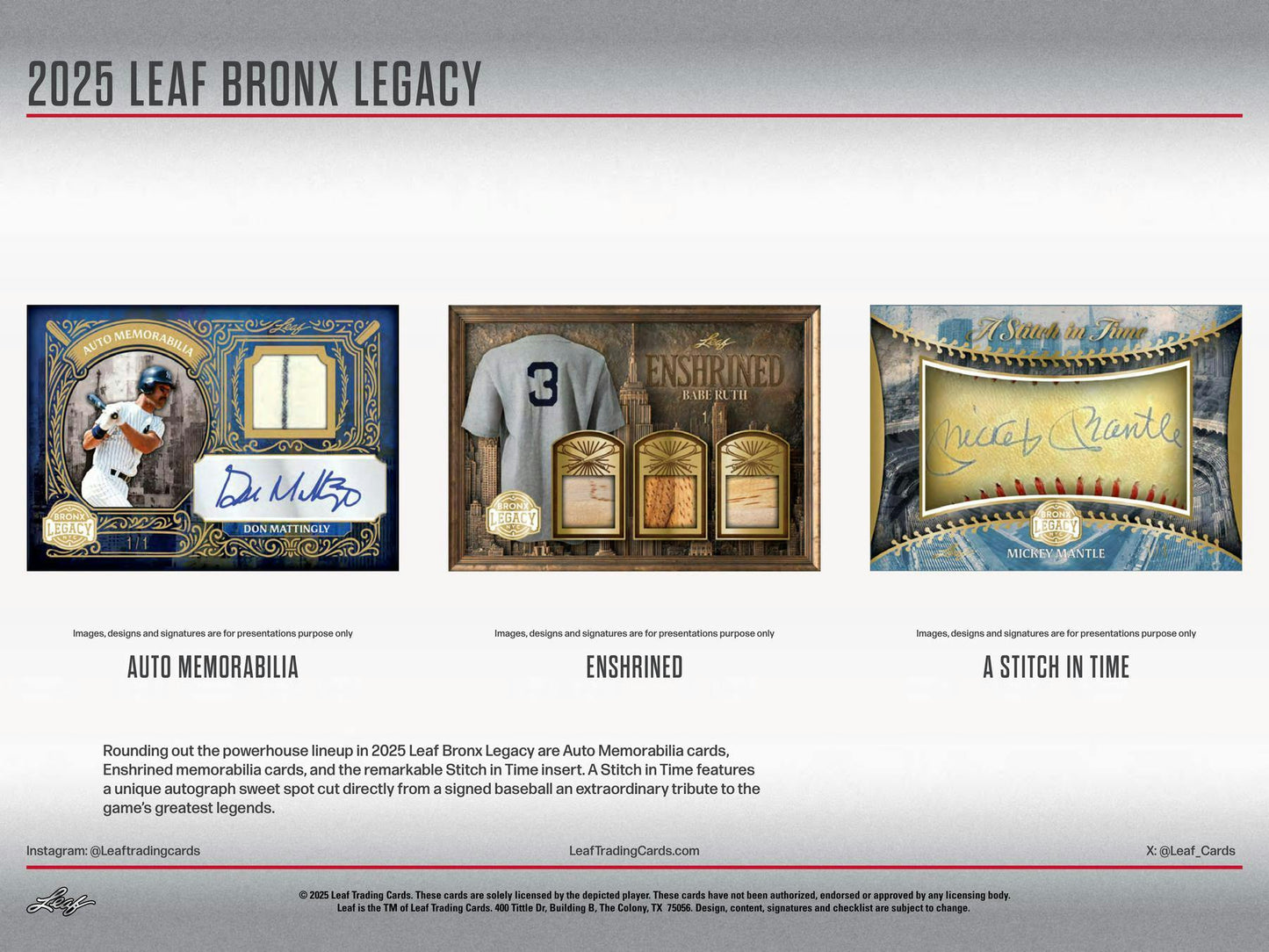 2025 Leaf Bronx Legacy Baseball Hobby 10-Box Case (Presell)