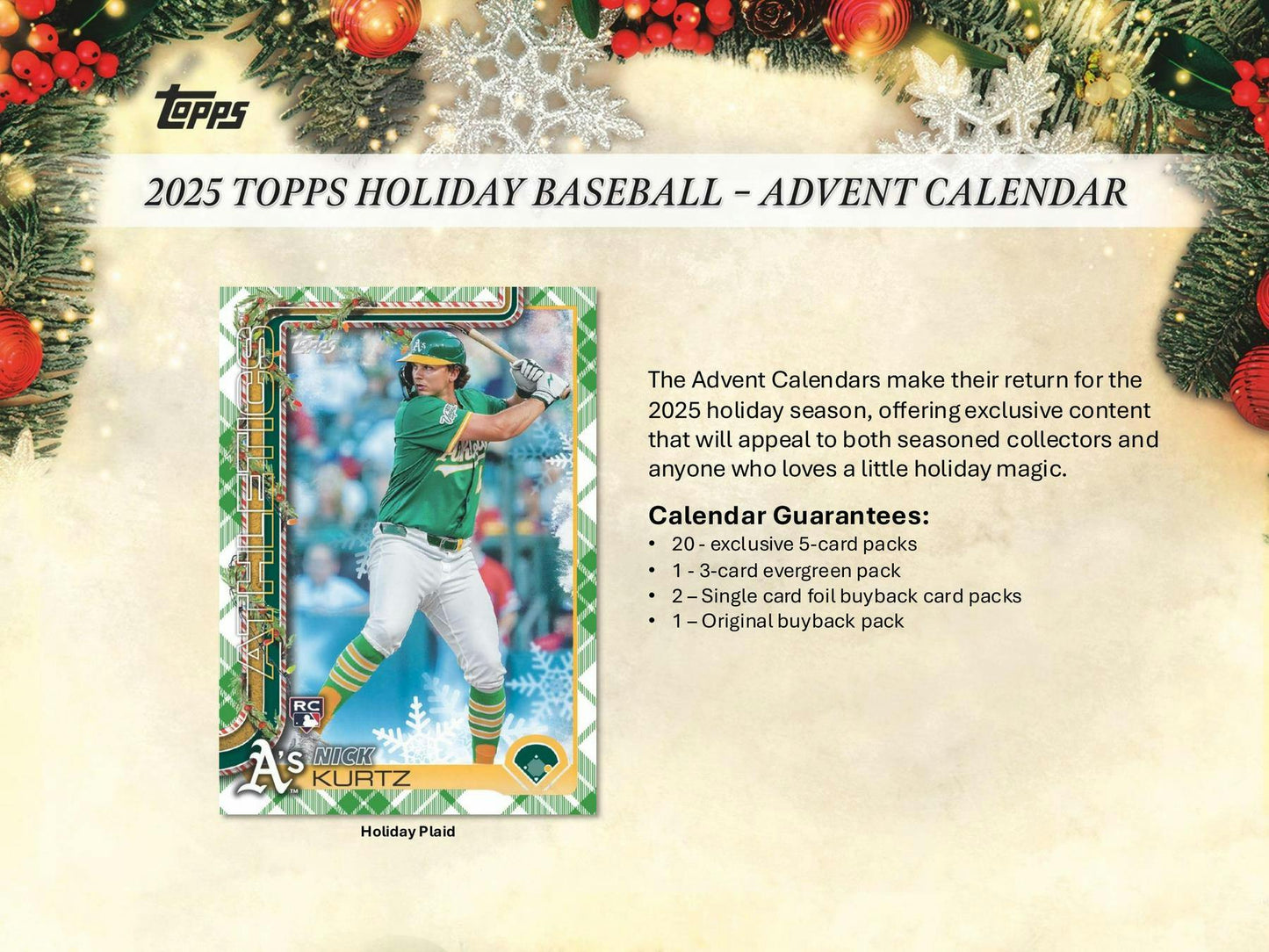 2025 Topps Holiday Baseball Advent Calendar 8-Box Case (Presell)