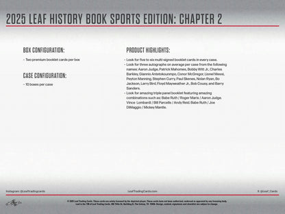 2025 Leaf History Book Sports Edition: Chapter 2 Hobby Box (Presell)