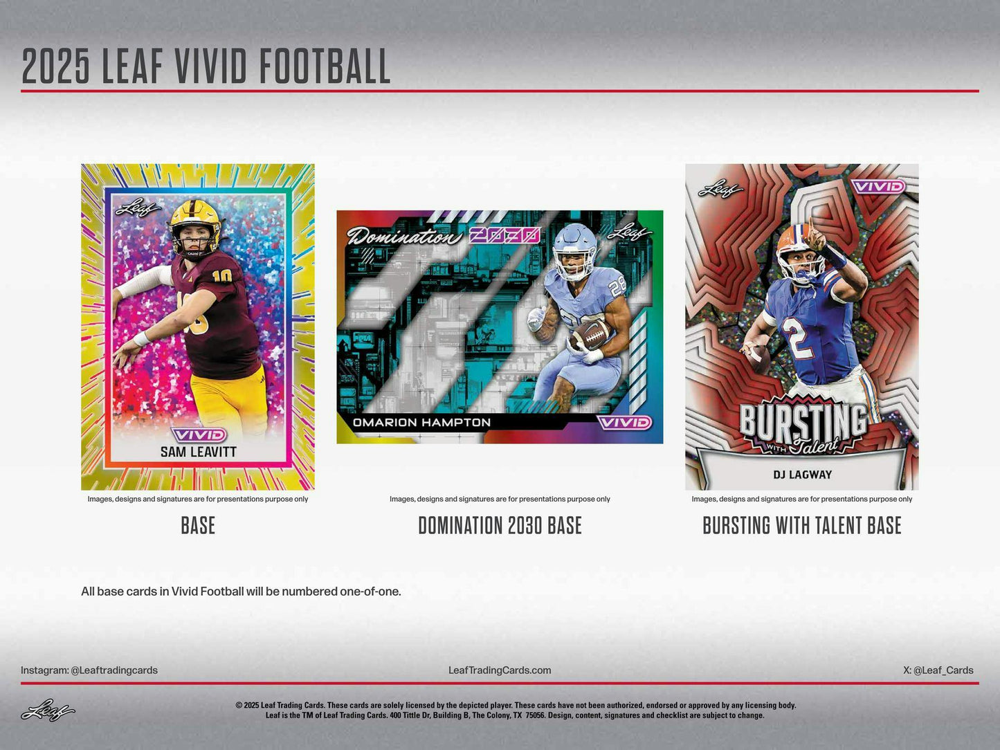 2025 Leaf Vivid Football Hobby 12-Box Case (Presell)