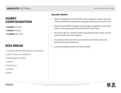 2025 Panini Absolute Football Hobby Box (Presell)