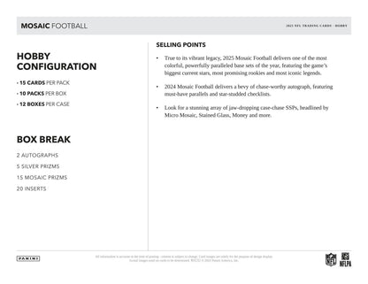 2025 Panini Mosaic Football Hobby 12-Box Case (Presell)