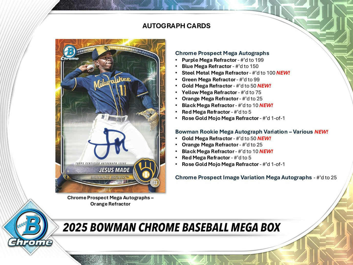 2025 Bowman Chrome Baseball Mega 20-Box Case (Presell)