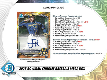 2025 Bowman Chrome Baseball Mega 20-Box Case (Presell)