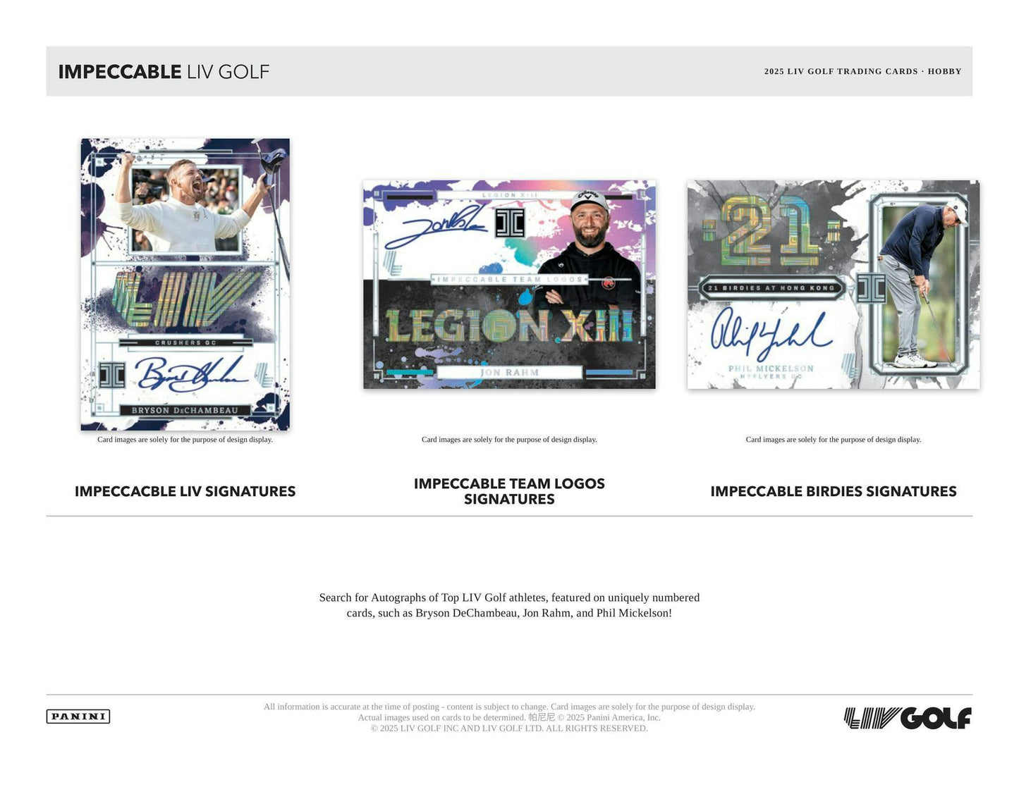 2025/26 Panini Impeccable LIV Golf Hobby 3-Box Case (Presell)