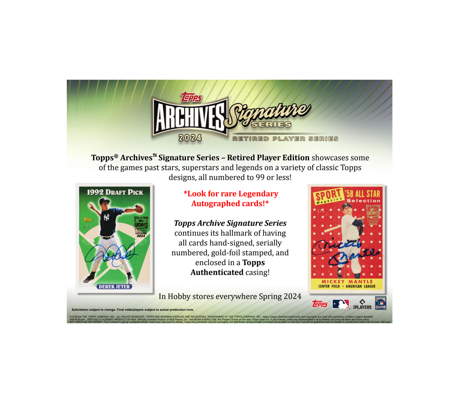 2024 Topps Archives Signature Series Retired Player Edition Baseball 20-Box Case